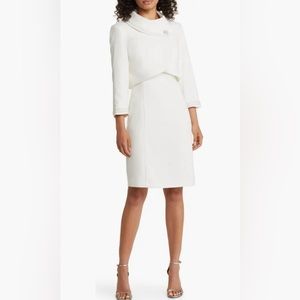 Tahari ASL Dress white w/pearls